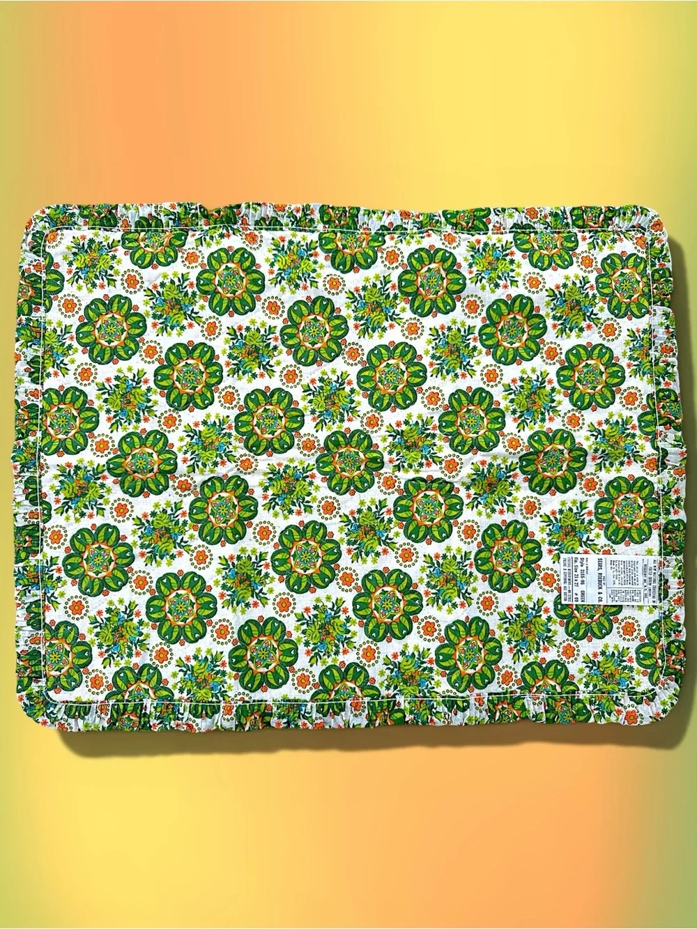 ✨RARE✨Vintage✨Sears Roebuck ✨Green Floral Ruffled Pillow Shams✨